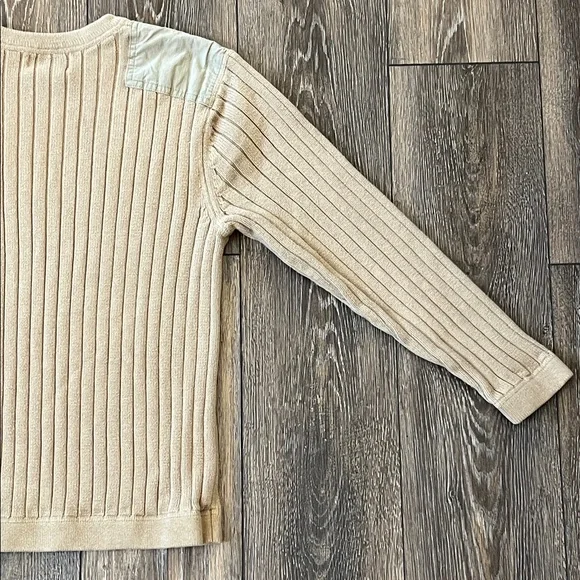 Eddie Bauer Ribbed Cable Knit Crewneck Beige Sweater Mens Size Small - Picture 5 of 13